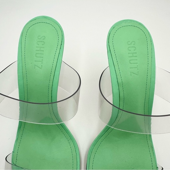 SCHUTZ Ariella Transparent Strappy Heel Deep Mint Green - Picture 3 of 11